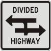 DIVIDED HIGHWAY (T-Intersection) sign R6-3a