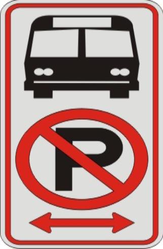No Parking Symbol & Bus Symbol with double arrow sign R7-107a