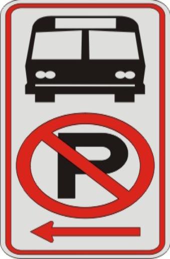 No Parking Symbol & Bus Symbol with Left Arrow sign R7-107a