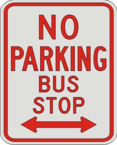 NO PARKING BUS STOP with double arrow sign R7-7